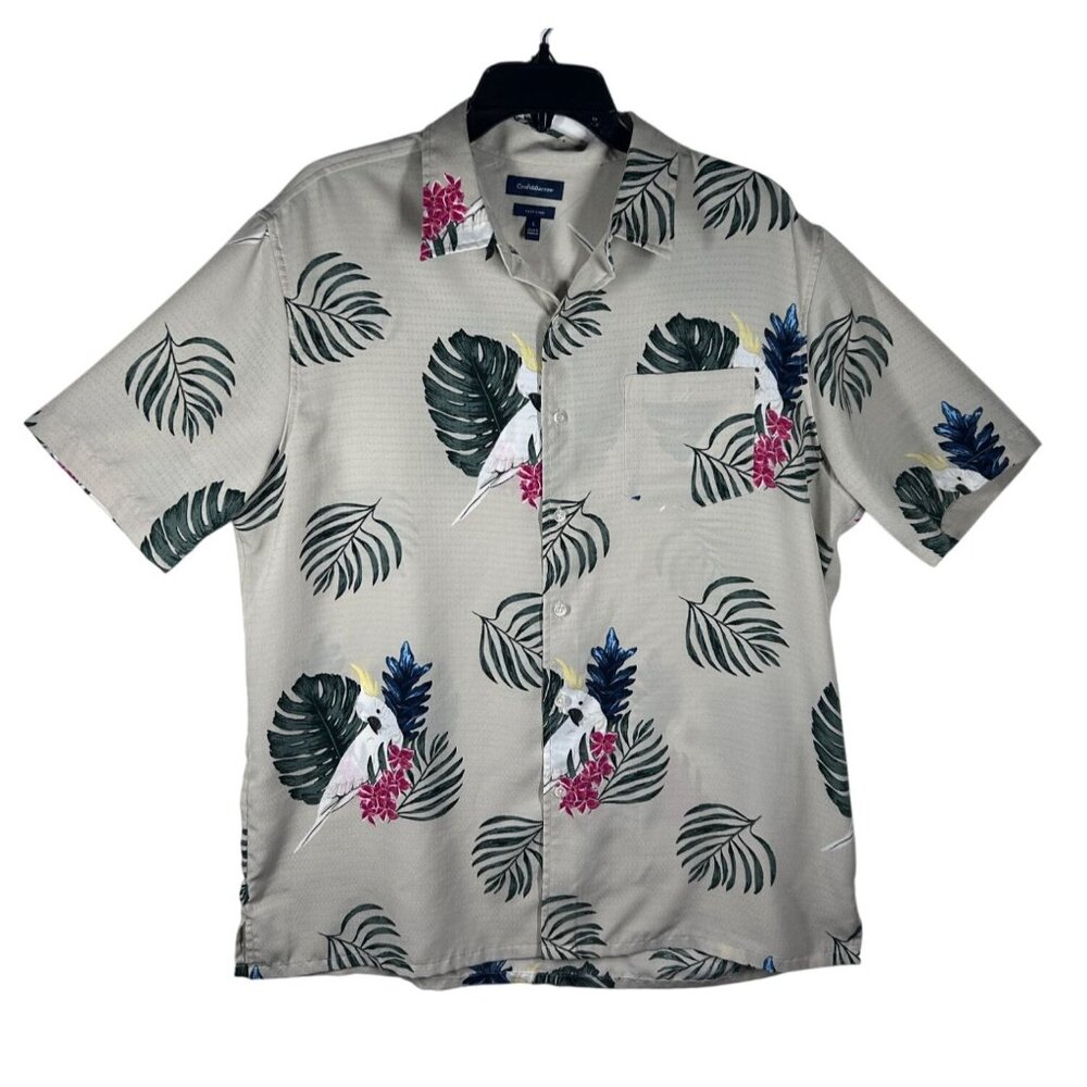 Croft & Barrow Hawaiian Shirt Men's L Tropical Print Short‎ Sleeves Button-Up